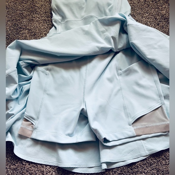 Light Blue Lululemon Court Crush Tennis Dress with Built-in Bra and Shorts - Picture 5 of 15